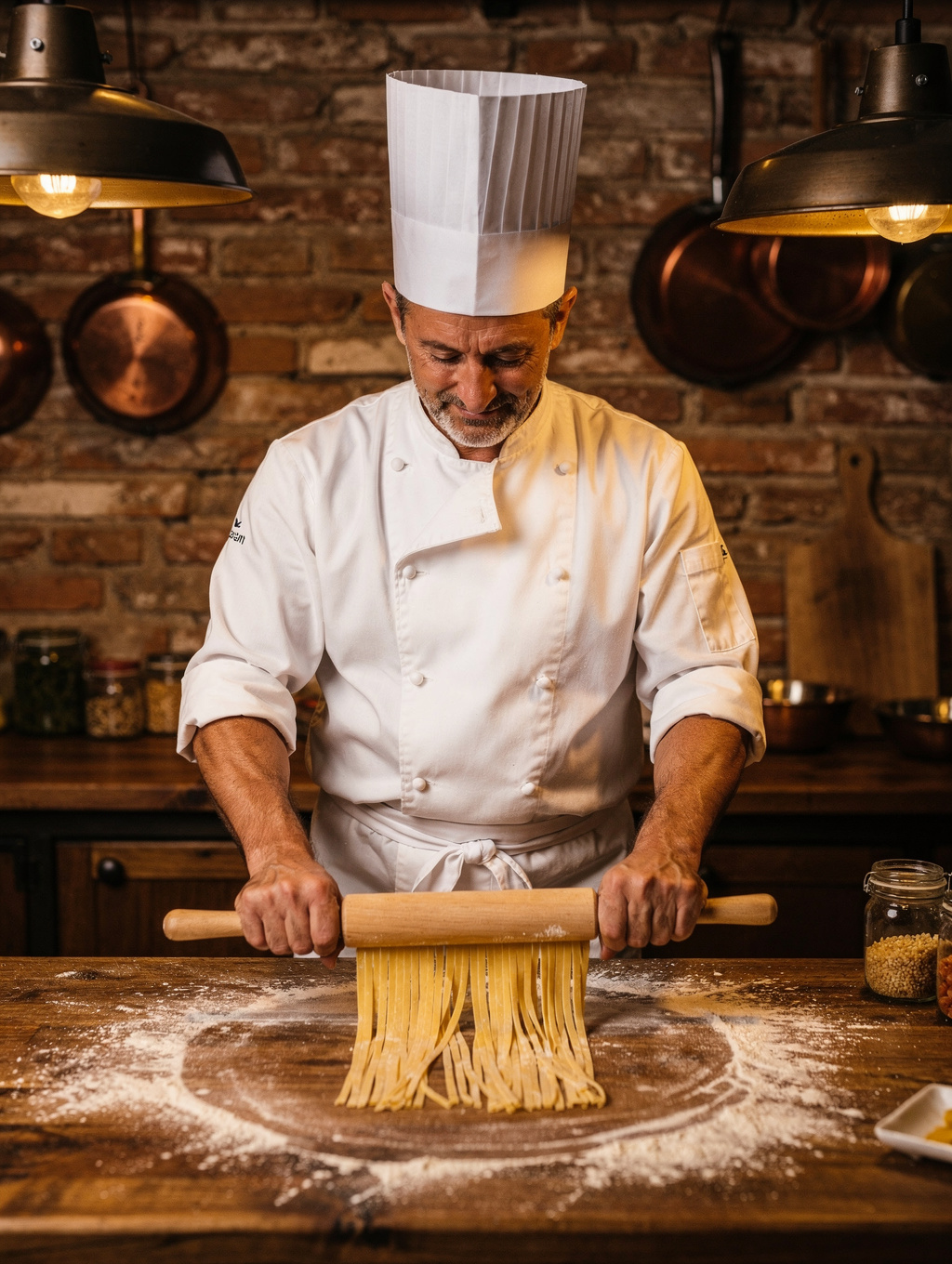 Executive Chef Marco Rossi preparing fresh handmade pasta