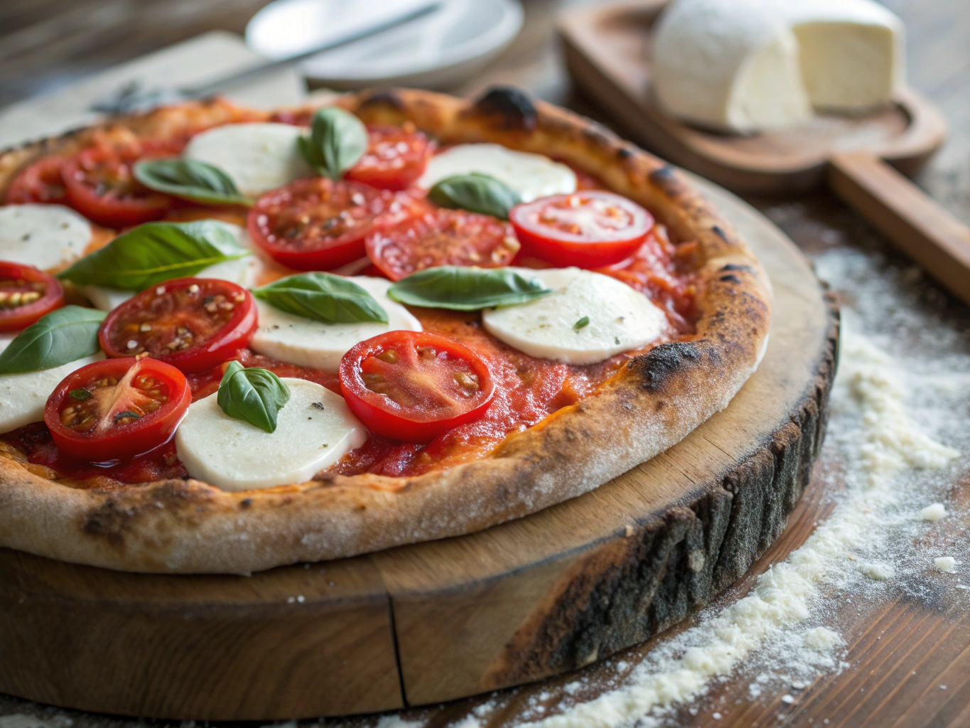 Classic Margherita pizza with buffalo mozzarella