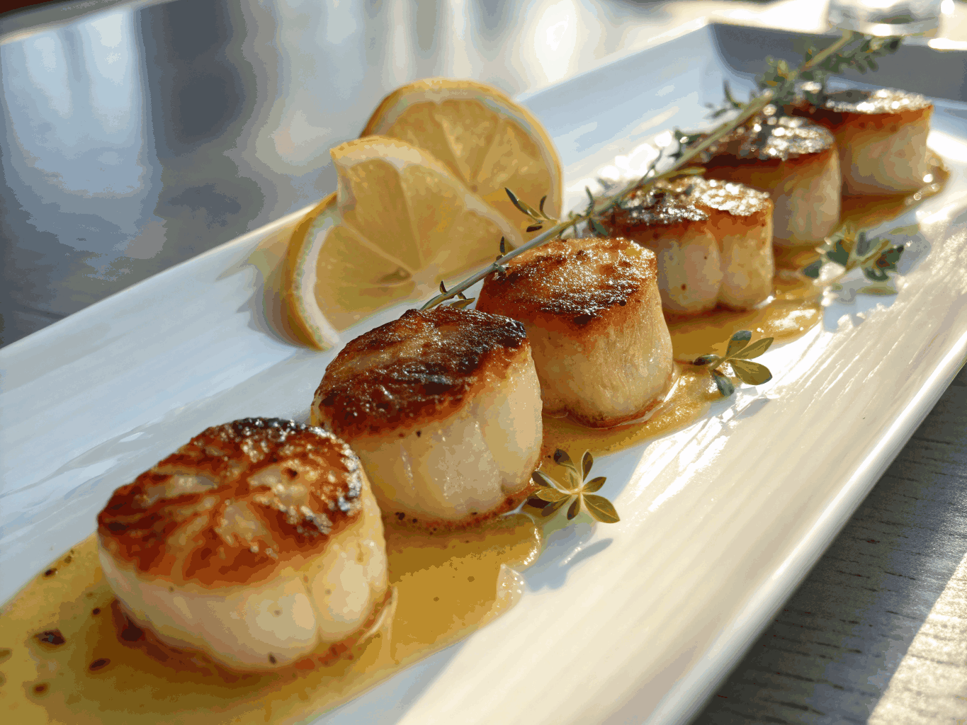 Pan-seared scallops with fennel salad