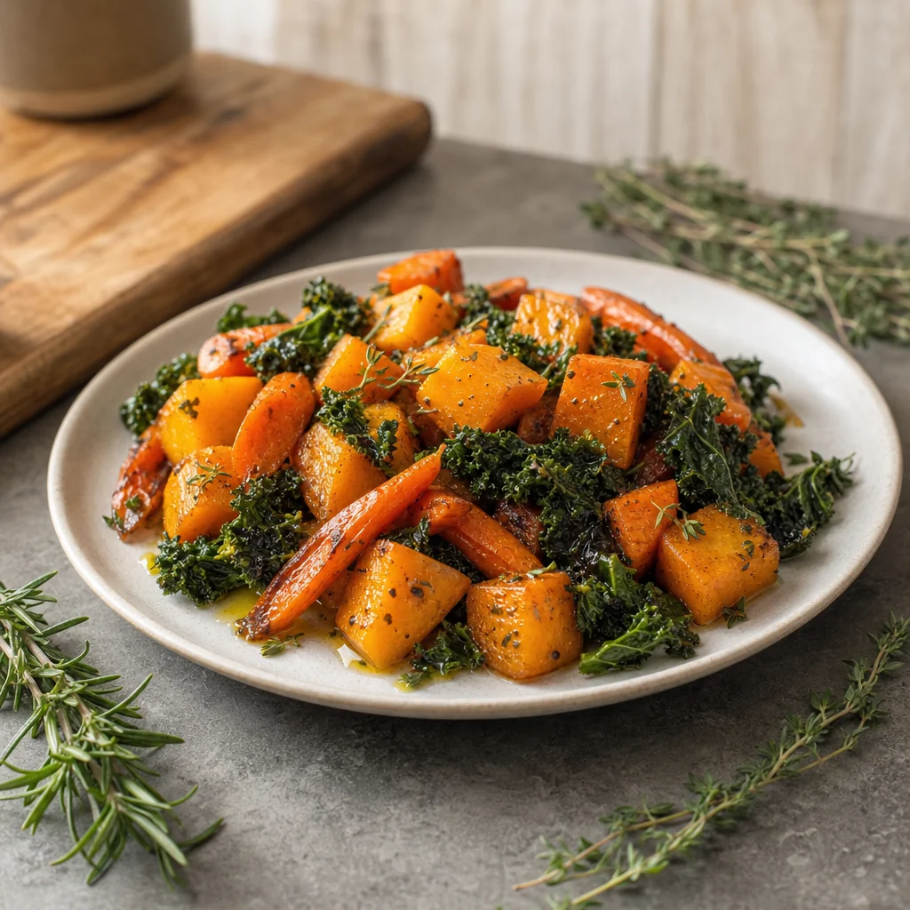 Close-up of an artfully composed seasonal culinary dish with vibrant botanical accents